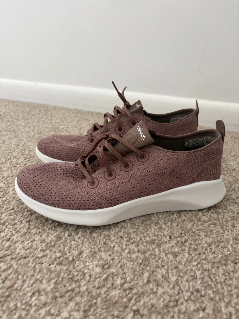 allbirds unisex Mauve Knit Lace-Up Sneakers with White Sole